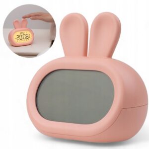 ZEGAREK BUDZIK ELEKTRONICZNY KRÓLIK DLA DZIECI LAMPKA NOCNA AKUMLATOROWA Lampy dekoracyjne