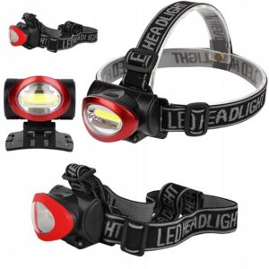 LATARKA CZOŁOWA LED MOCNA REFLEKTOR NA GŁOWĘ 3W COB 3xAAA Latarki