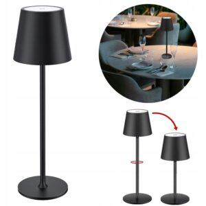 LAMPKA STOŁOWA LED 3W ZEWNETRZNA NA TARAS BALKON OZDOBNA IP44 CZARNA CCT