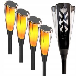 4 x LAMPA OGRODOWA SŁUPEK SOLARNY LED WBIJANY POCHODNIA EFEKT PŁOMIENIA Lampy ogrodowe