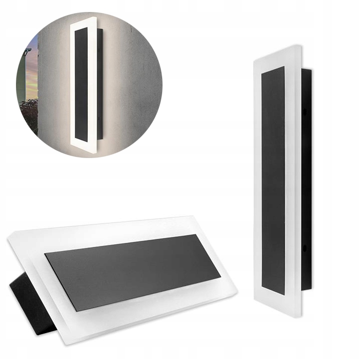 KINKIET LAMPA ELEWACYJNA LED OPRAWA ARCHITEKTONICZNA 30CM 9W CZARNA