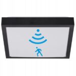 LAMPA DO ŁAZIENKI CZARNA CZUJNIK RUCHU PLAFON PANEL LED 2 x E27 IP44