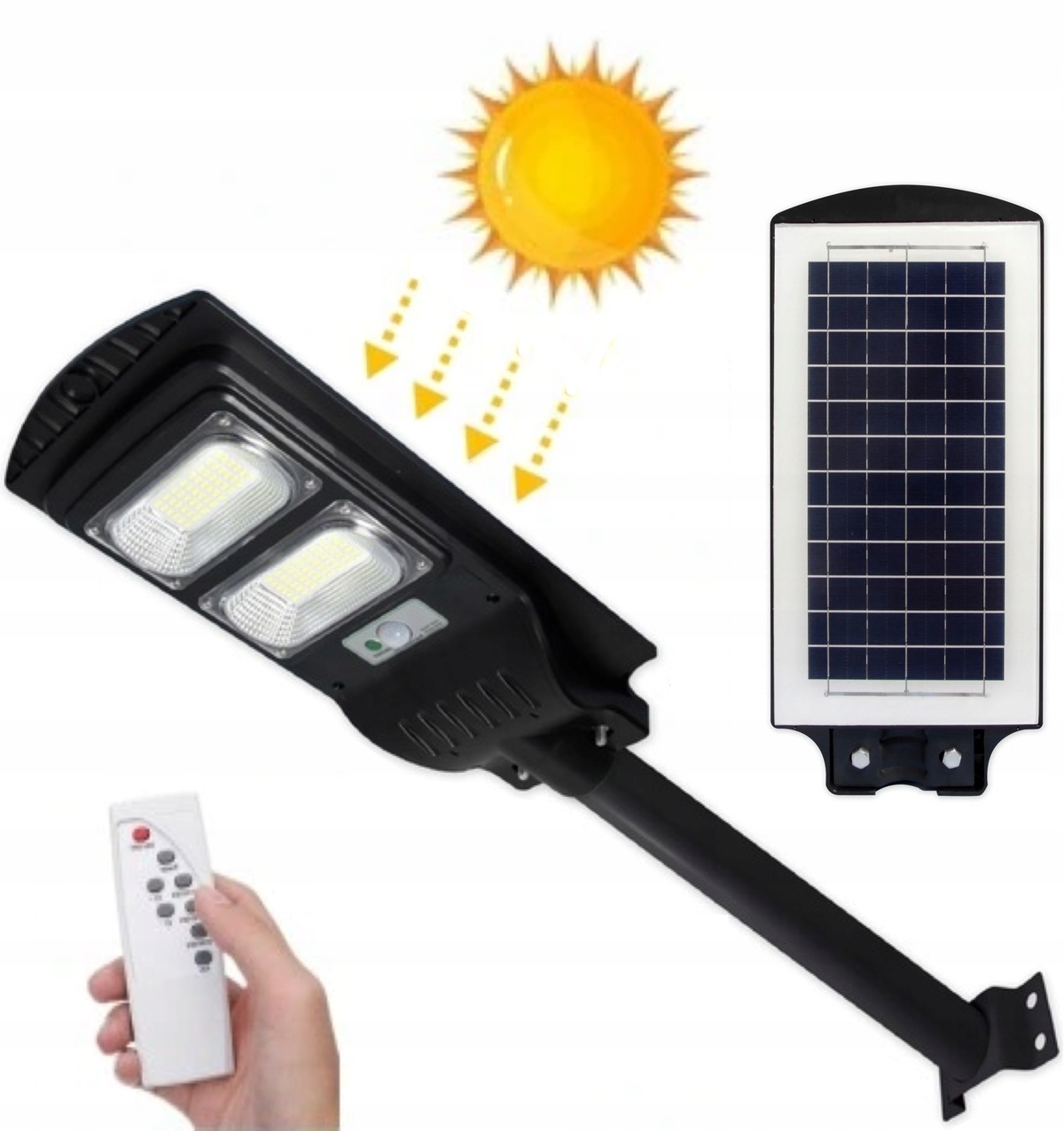 MOCNA LAMPA ULICZNA SOLARNA LED LAMPA OGRODOWA NA PILOTA Z CZUJNIKIEM RUCHU
