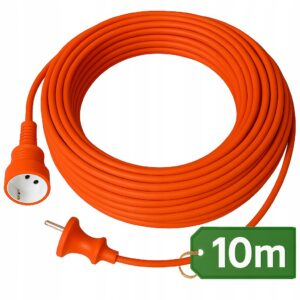 PRZEDŁUŻACZ POJEDYŃCZY UNIWERSALNY 10m 2x1mm2 POMARAŃCZOWY DO OGRODU Przedłużacze