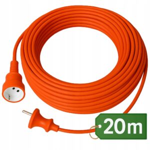 PRZEDŁUŻACZ POJEDYŃCZY UNIWERSALNY 20m 2x1mm2 POMARAŃCZOWY DO OGRODU Przedłużacze