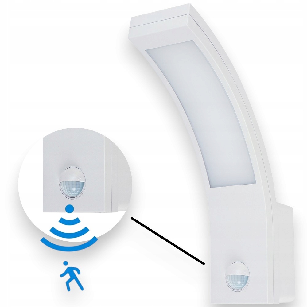 KINKIET ELEWACYJNY LED ZEWNĘTRZNY OGRODOWY CZUJNIK RUCHU PIR 10W IP54 BIAŁY