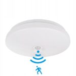 LAMPA ŁAZIENKOWA SUFITOWA PANEL LED PLAFON CZUJNIK RUCHU PIR IP44 2xE27