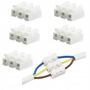 5 x SZYBKOZŁĄCZKA PRZELOTOWA OSWIETLENIOWA ZŁĄCZKA KOSTKA 3 TOROWA Szybkozłączki