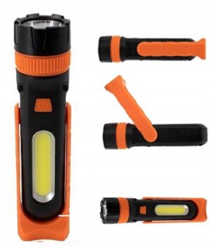 LATARKA WARSZTATOWA LED DO GARAŻU PIWNICY LED 3W COB + 3W LED 3xAAA Lampy robocze