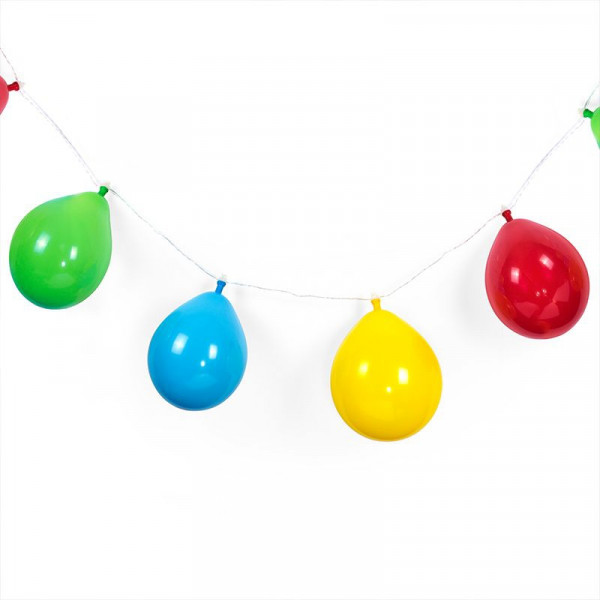 GIRLANDA ŁAŃCUCH ŚWIETLNY LED Z KOLOROWYMI BALONAM 10 SZT URODZINY OZDOBA