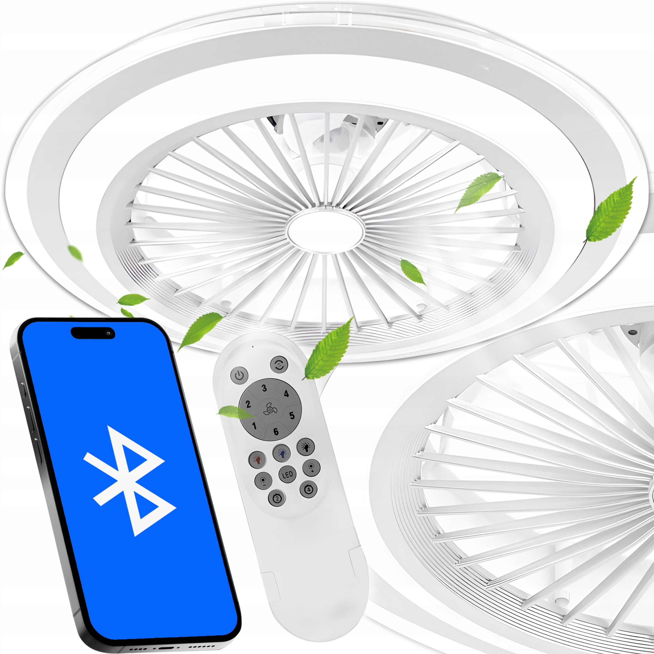 WENTYLATOR SUFITOWY WIATRAK PLAFON LAMPA LED 72W APLIKACJA BLUETOOTH PILOT