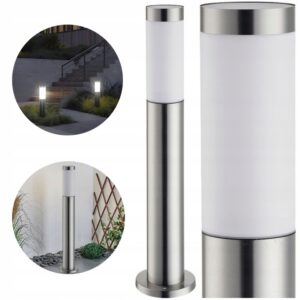 LAMPA OGRODOWA STOJĄCA SŁUPEK ZEWNETRZNY SREBRNA 65CM E27 Lampy uliczne
