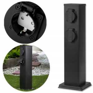 ELEKTRYCZNY SŁUPEK OGRODOWY ZASILAJĄCY – 4 GNIAZDA ELEKTRYCZNE 230V STALOWY Lampy uliczne