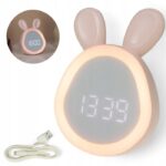 LAMPKA NOCNA LED BIURKOWA STOŁOWA BUDZIK ZEGAR ELEKTRONICZNY DLA DZIECI USB