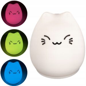 LAMPKA NOCNA BIURKOWA STOŁOWA DLA DZIECI LED 0.4W SILIKONOWY KOTEK Lampy dekoracyjne