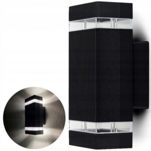 KINKIET ELEWACYJNY LAMPA ZEWNĘTRZNA CZARNA KINKIET ŚCIENNY 2x GU10 ALUMINUM