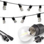 GIRLANDA OGRODOWA ŁAŃCUCH ŚWIETLNY LAMPKI E27 230V 20M + 20 x LED