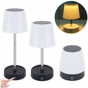 LAMPKA STOŁOWA PRZENOŚNA SKŁADANA CZARNA 1W LED DOTYKOWA BARWA NEUTRALNA Lampy stołowe