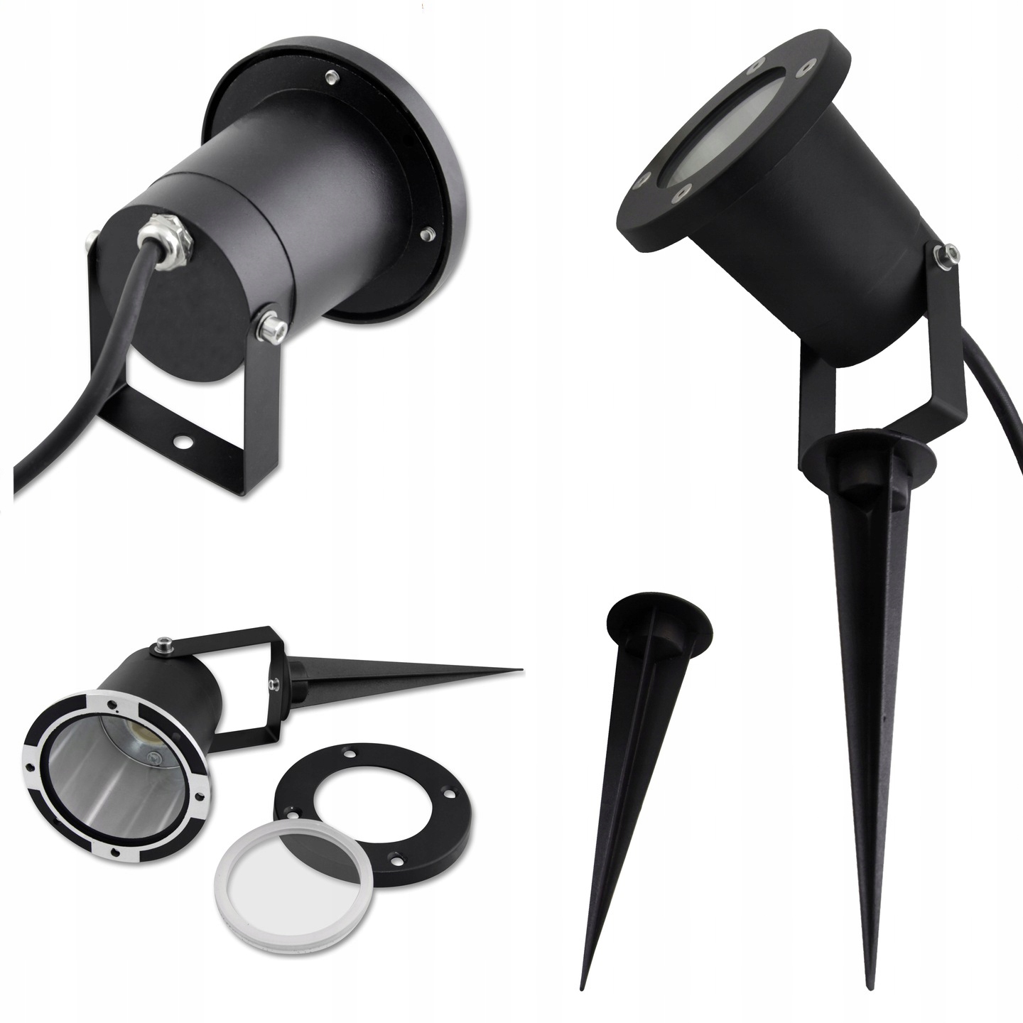 REFLEKTOR OGRODOWY IP54 GU10 OPRAWA OGRODOWA 230V WBIJANY + KABEL = 25cm