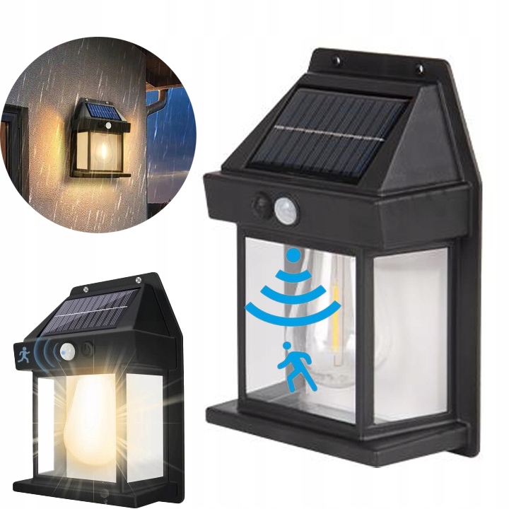 LAMPA OGRODOWA SOLARNA KINKIET ELEWACYJNY ŚCIENNY 1W LED Z CZUJNIKIEM