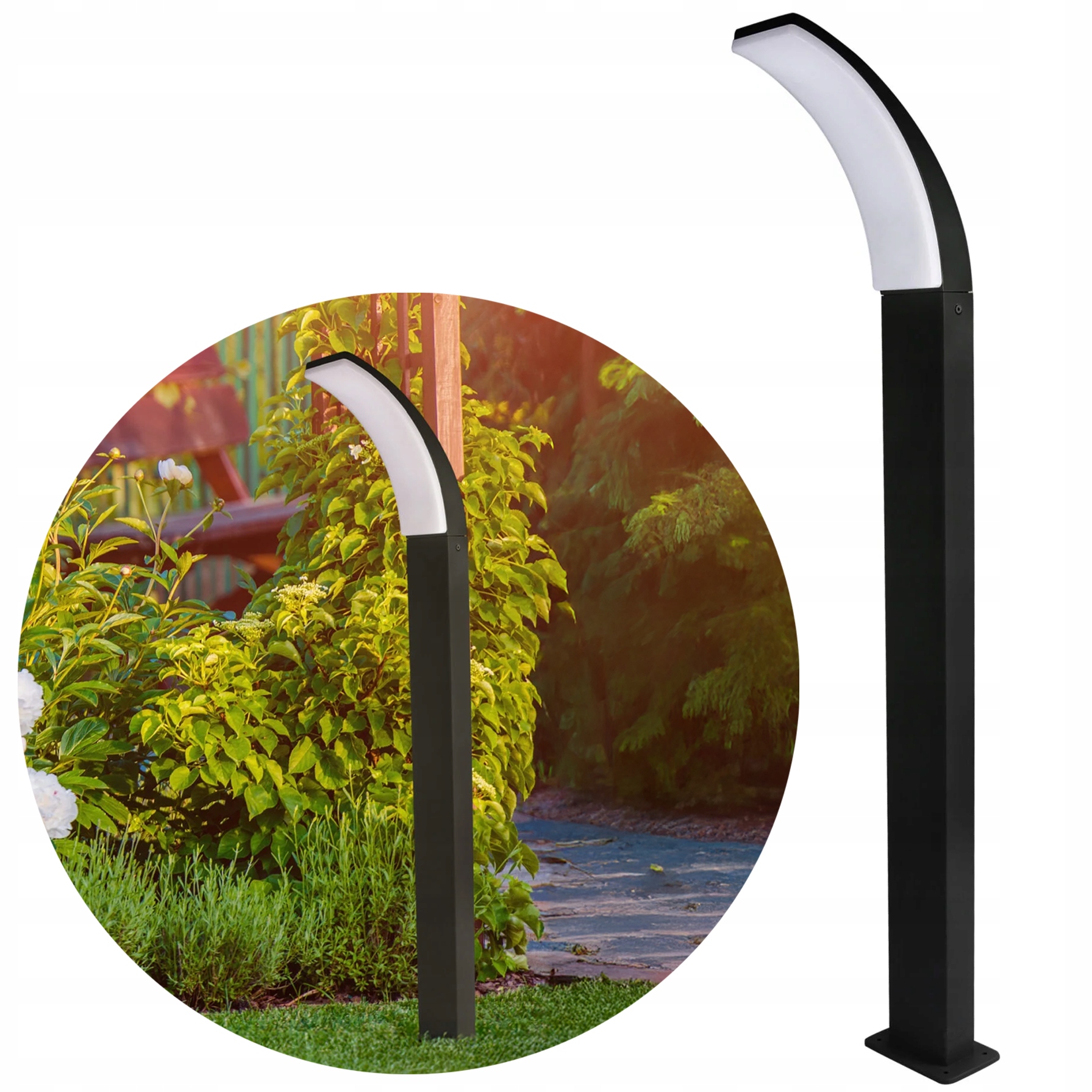 LAMPA OGRODOWA SŁUPEK OGRODOWY STOJĄCY 100cm 12W LED ALUMINIOWY CZARNY IP44