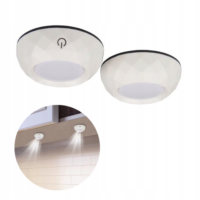 LAMPKA PODSZAFKOWA LED DO KUCHNI 0.5W ZESTAW 2 SZT NA BATERIE 3X AAA BIAŁA