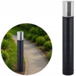 LAMPA OGRODOWA STOJĄCA SŁUPEK ZEWNETRZNY CZARNY 60CM E27 SZKŁO CHROM