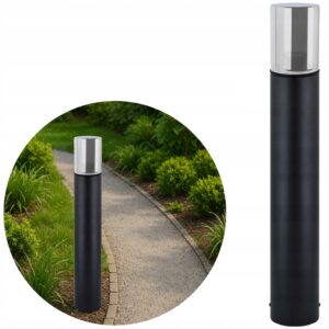 LAMPA OGRODOWA STOJĄCA SŁUPEK ZEWNETRZNY CZARNY 60CM E27 SZKŁO CHROM Lampy uliczne