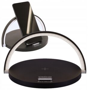 LAMPKA NOCNA LED Z ŁADOWARKĄ BEZPRZEWODOWĄ INDUKCYJNĄ DO TELEFONU CZARNA Lampy dekoracyjne