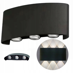 KINKIET ELEWACYJNY ZEWNETRZNY LAMPA CZARNA GÓRA DÓŁ 6W IP54