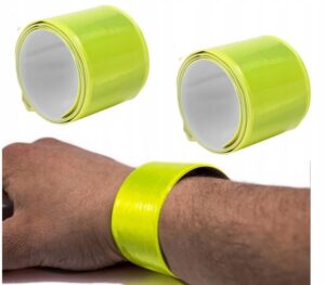 OPASKA ODBLASKOWA ODBLASK ROWEROWY SAMOZACISKOWY ZÓŁTY ZESTAW 2 SZTUKI Odblaski