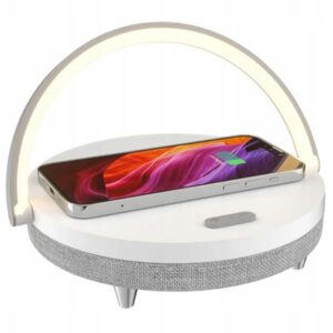 LAMPKA LED 10W NOCNA BIURKOWA STOŁOWA ŁADOWARKA INDUKCYJNA GŁOŚNIK BLUETOOH Lampy dekoracyjne