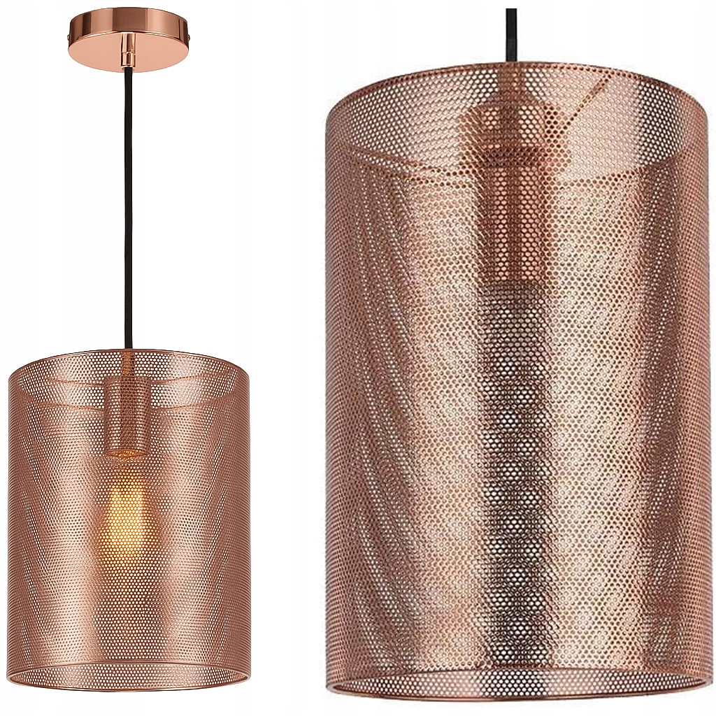 LAMPA SUFITOWA WISZĄCA E27 LOFT DUŻA METALOWA MIEDŹ 155 cm + LED 4W 2700K