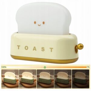 LAMPKA NOCNA LED DLA DZIECI DO ZASYPIANIA TOSTER NA AKUMLATOR ŚCIEMNIALNA Lampy dekoracyjne