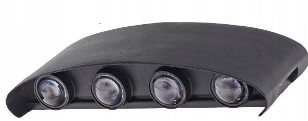 LAMPA ELEWACYJNA KINKIET ZEWNETRZNY CZARNY GORA DÓŁ 8W IP65