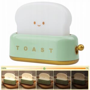 LAMPKA NOCNA LED DLA DZIECI DO ZASYPIANIA TOSTER NA AKUMLATOR ŚCIEMNIALNA Lampy dekoracyjne