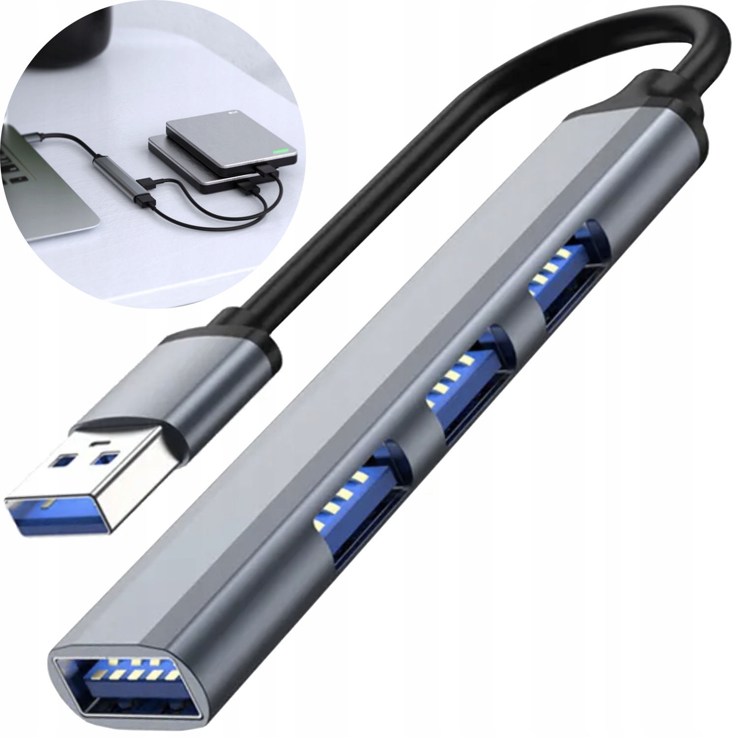 HUB USB 3.0 ROZGAŁĘŹNIK ADAPTER PRZEJSCIÓWKA ROZDZIELACZ PORTÓW SLIM 4x USB