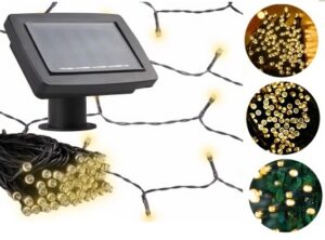 GIRLANDA SOLARNA LAMPKI SOLARNE OGRODOWE ŁAŃCUCH ŚWIETLNY NA BALKON 100 LED Girlandy