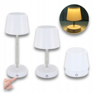 LAMPKA STOŁOWA PRZENOŚNA SKŁADANA BIAŁA 1W LED DOTYKOWA BARWA NEUTRALNA Lampy stołowe
