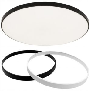 LAMPA LED PLAFON CZARNY BIAŁY PANEL NATYNKOWY Z WYMIENNĄ RAMKĄ 2 RINGI 24W