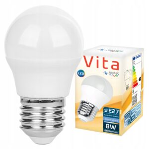 ŻARÓWKA LED E27 G45 8W BIAŁY CIEPŁY 2700K Żarówki