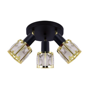 LAMPA ŚCIENNO-SUFITOWA DUNBAR E14 3C BLACK/GOLDEN Lampy ścienno-sufitowe LAMPA ŚCIENNO-SUFITOWA DUNBAR E14 3C BLACK/GOLDEN Lampy ścienno-sufitowe