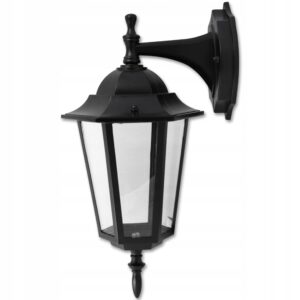 LAMPA ELEWACYJNA ZEWNETRZNA CZARNA RETRO KINKIET IP44 E27 ALUMINIUM + SZKŁO Lampy elewacyjne