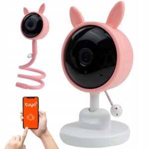 ELEKTRONICZNA NIANIA KAMERA OBROTOWA TUYA WIFI APLIKACJA 2 UCHWYTY RÓŻOWA Inne