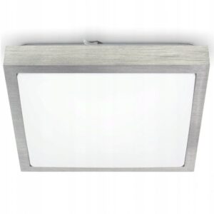 LAMPA DO ŁAZIENKI PLAFON DEKORACYJNY LED 2 x E27 IP44 SREBRNY KWADRAT Plafony