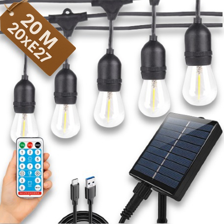 GIRLANDA SOLARNA OGRODOWA ŚWIETLNA LAMPKI SOLARNE 20M 20 LED ŻARÓWKI PILOT Girlandy 49 GIRLANDA SOLARNA OGRODOWA ŚWIETLNA LAMPKI SOLARNE 20M 20 LED ŻARÓWKI PILOT Girlandy 49