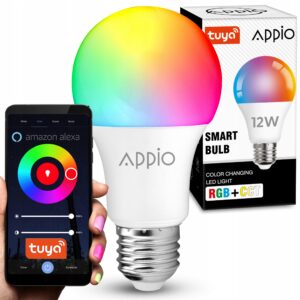 ŻARÓWKA RGB LED E27 12W CCT SMARTŚCIEMNIALNA APLIKACJA BT KOLOROWA Żarówki