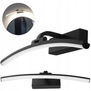 KINKIET ŁAZIENKOWY CZARNY LED 12W NAD LUSTRO OKRĄGLY WYGIĘTY 40cm NEUTRALNA Kinkiety