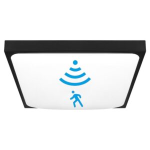 LAMPA DO ŁAZIENKI PLAFON ŁAZIENKOWY CZUJNIK LED 2 x E27 IP44 KWADRAT CZARNY Plafony LAMPA DO ŁAZIENKI PLAFON ŁAZIENKOWY CZUJNIK LED 2 x E27 IP44 KWADRAT CZARNY Plafony