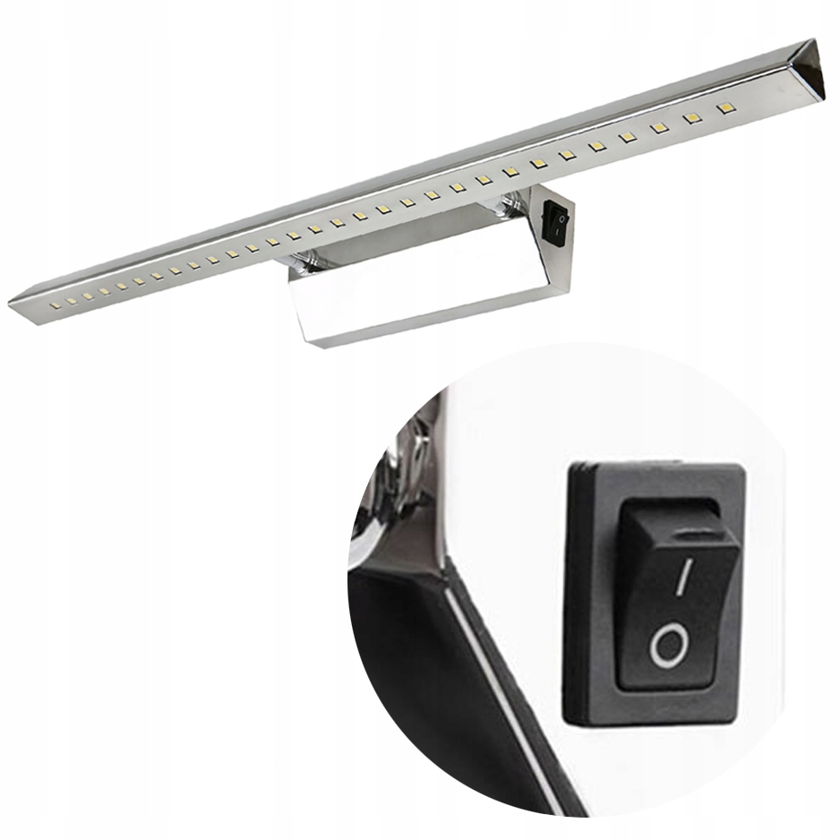 KINKIET ŁAZIENKOWY GALERYJKA LED 6W NAD LUSTRO OBRAZ CHROM WŁĄCZNIK ON/OFF Kinkiety KINKIET ŁAZIENKOWY GALERYJKA LED 6W NAD LUSTRO OBRAZ CHROM WŁĄCZNIK ON/OFF Kinkiety